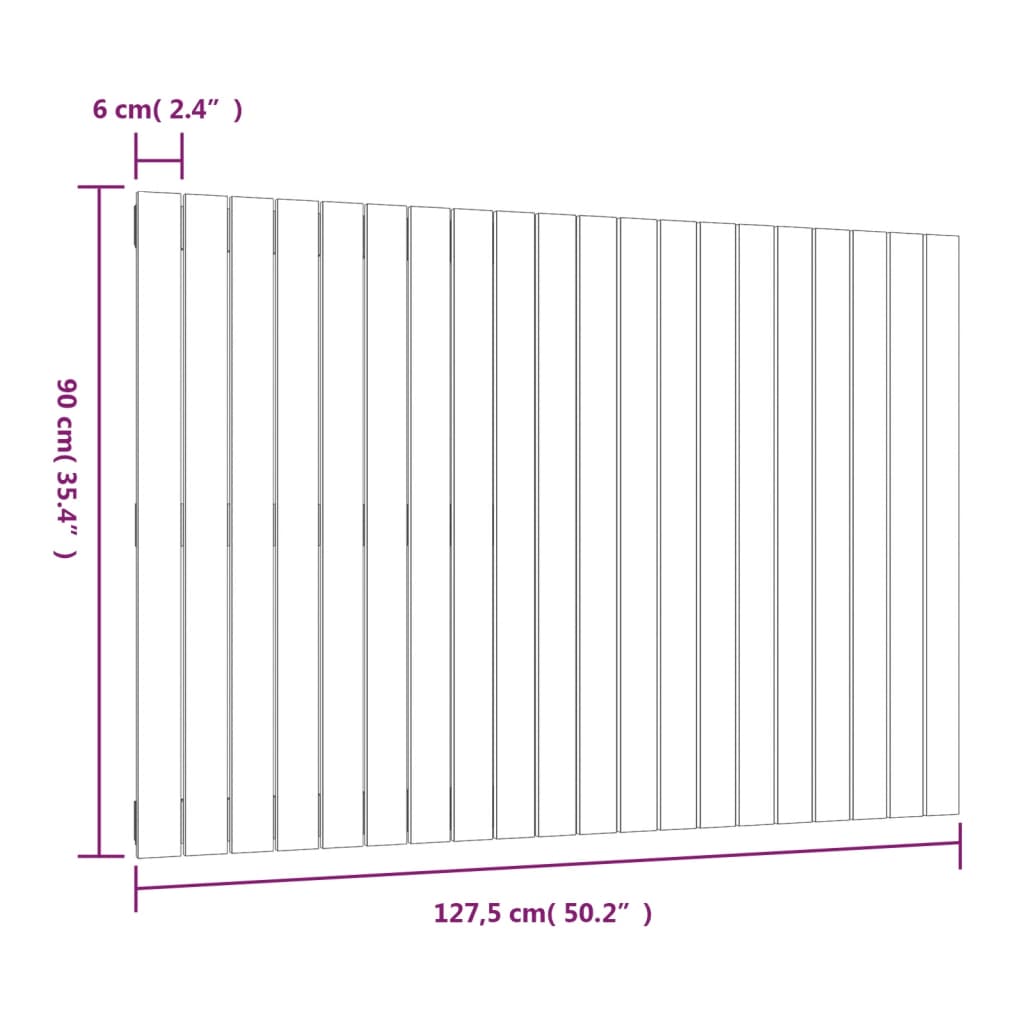 Wall Headboard Grey 127.5x3x90 cm Solid Wood Pine