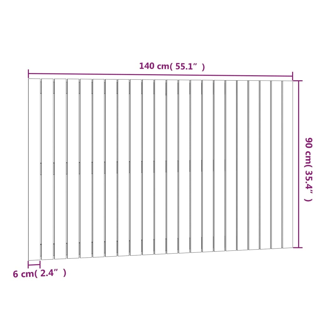 Wall Headboard Grey 140x3x90 cm Solid Wood Pine
