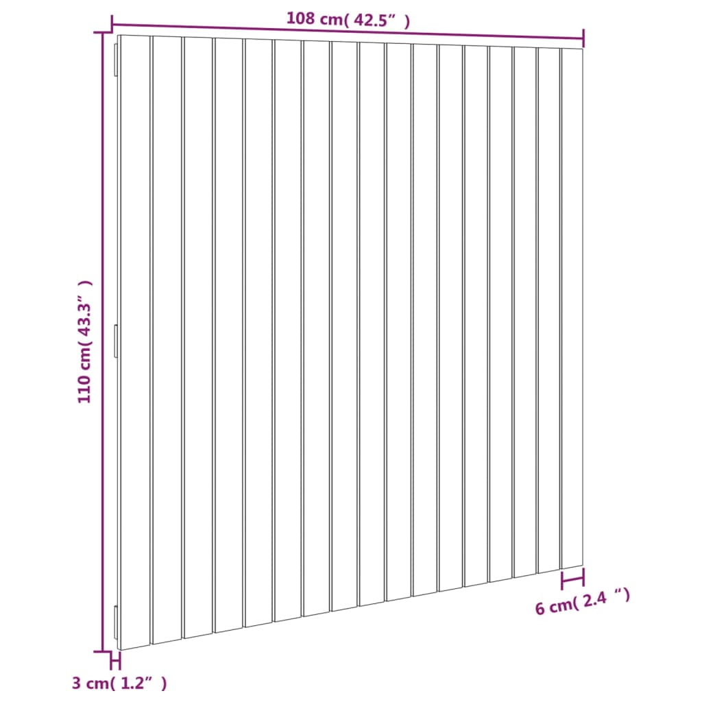 Wall Headboard White 108x3x110 cm Solid Wood Pine