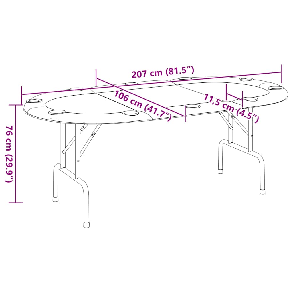 10-Player Folding Poker Table 207x106x76 cm
