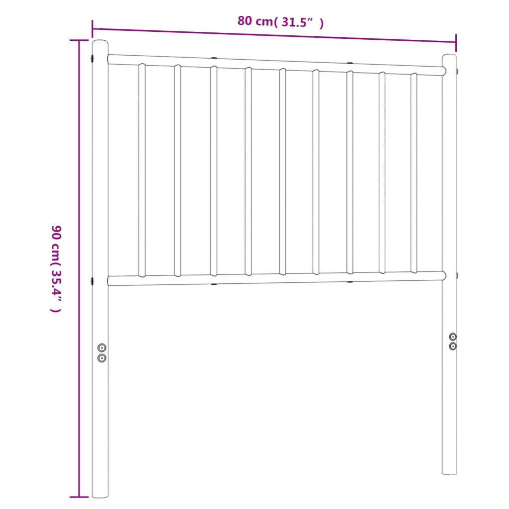 Metal Headboard Black 75 cm
