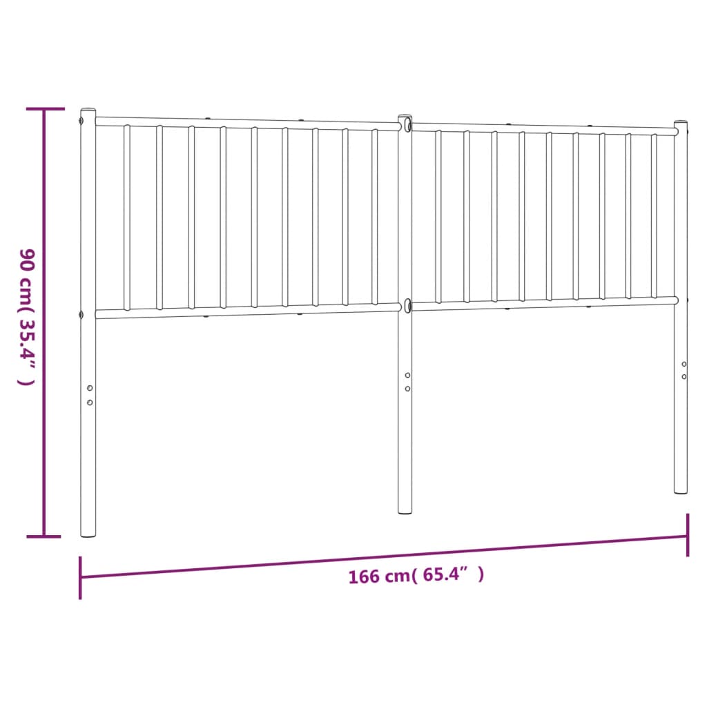 Metal Headboard Black 160 cm