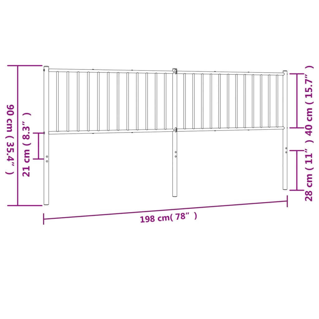 Metal Headboard Black 193 cm