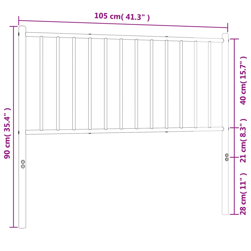 Metal Headboard White 100 cm