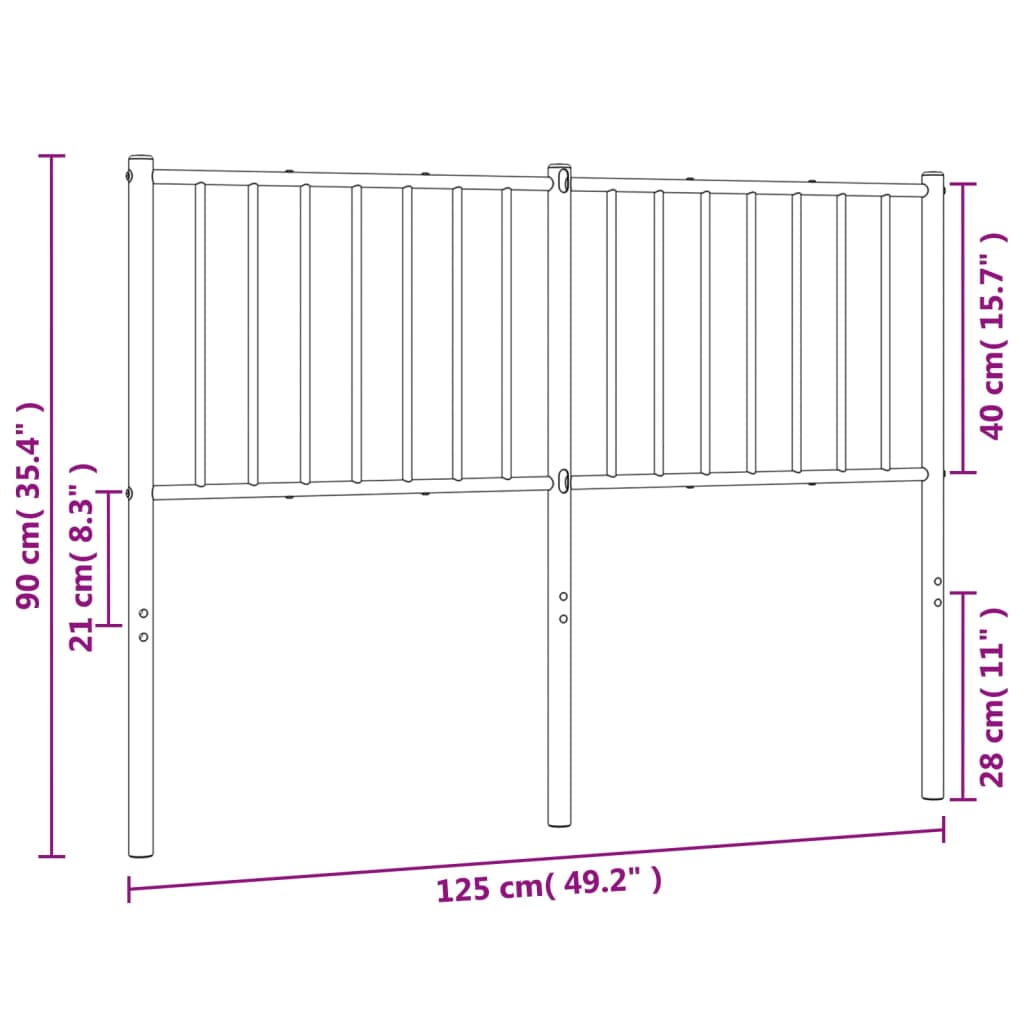 Metal Headboard White 120 cm