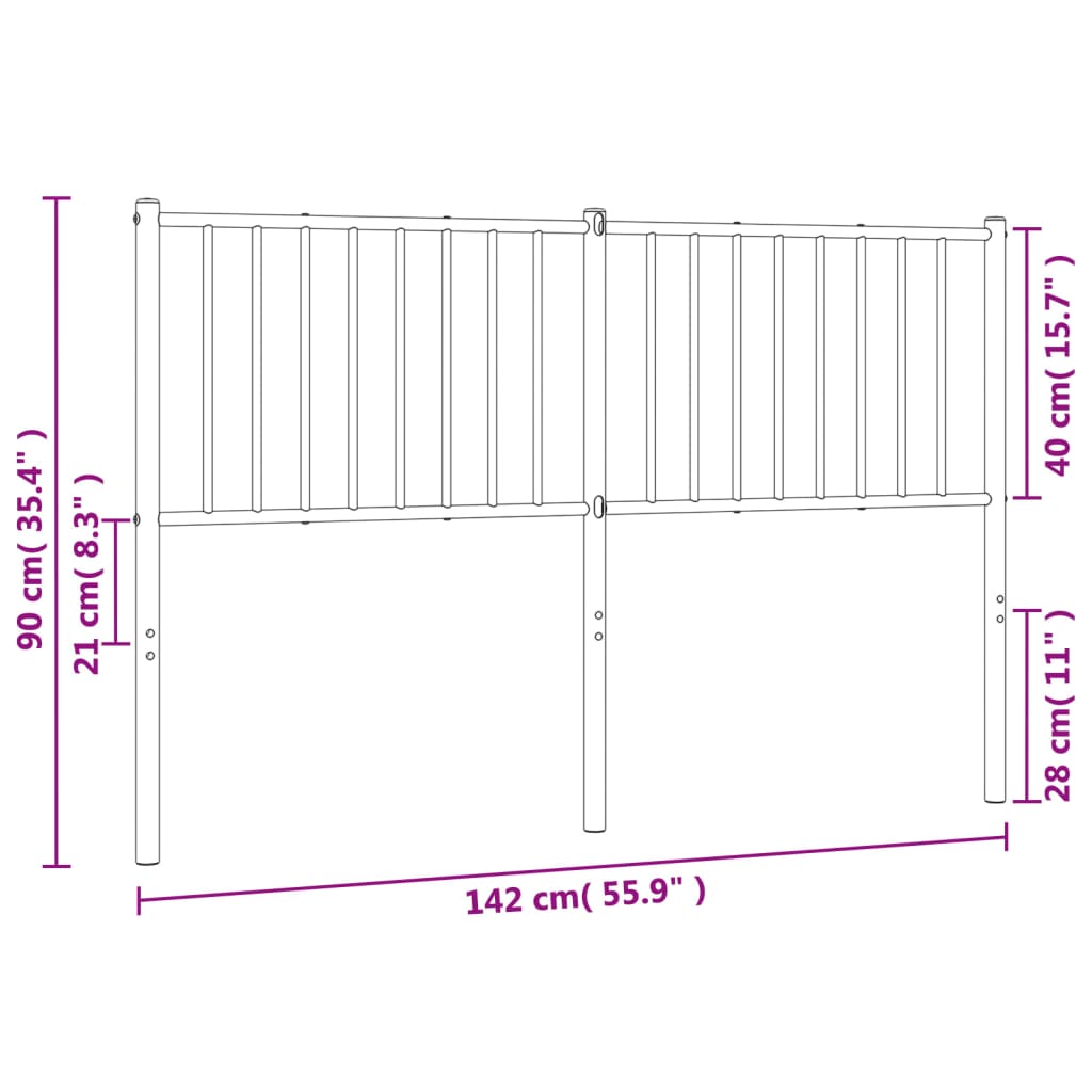 Metal Headboard White 135 cm