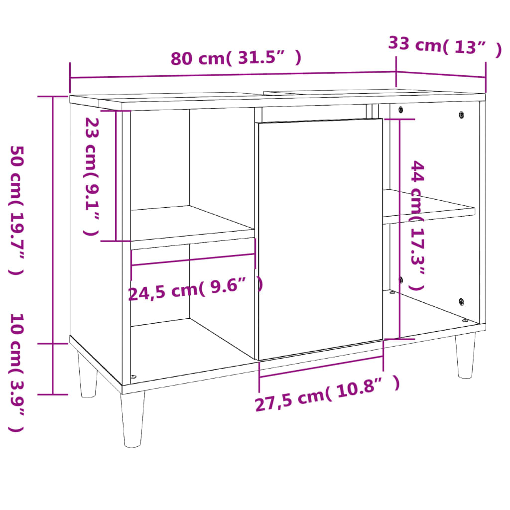 Sink Cabinet Grey Sonoma 80x33x60 cm Engineered Wood