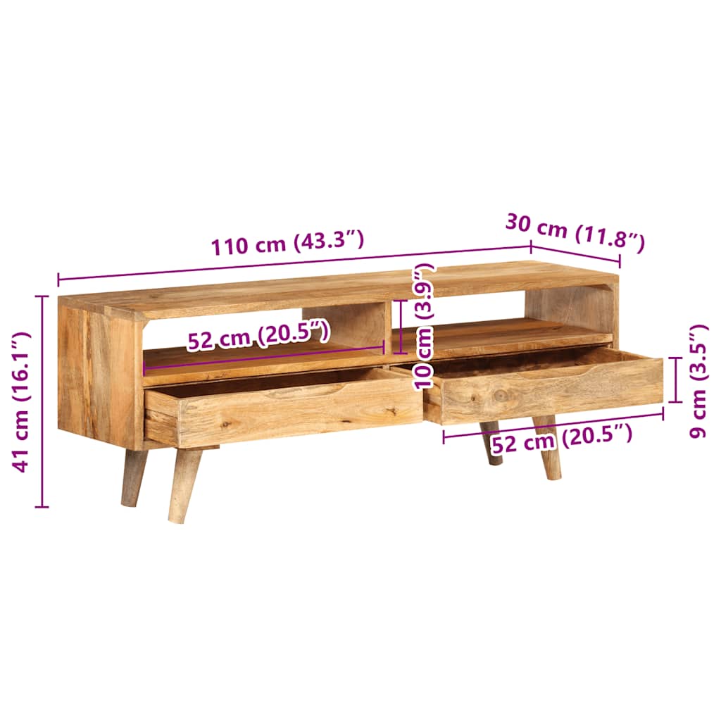TV Cabinet 110x30x41 cm Solid Wood Mango
