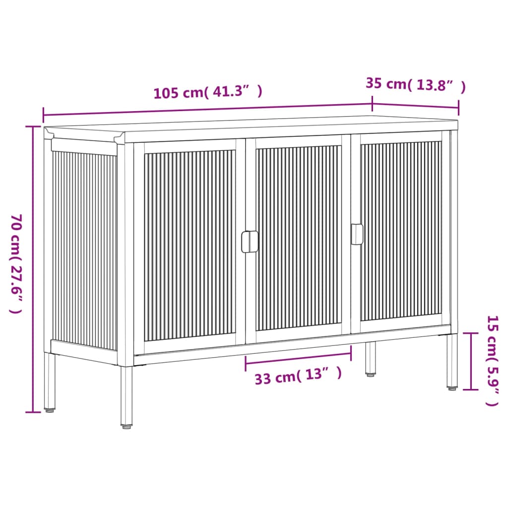 Sideboard Black 105x35x70 cm Glass and Steel