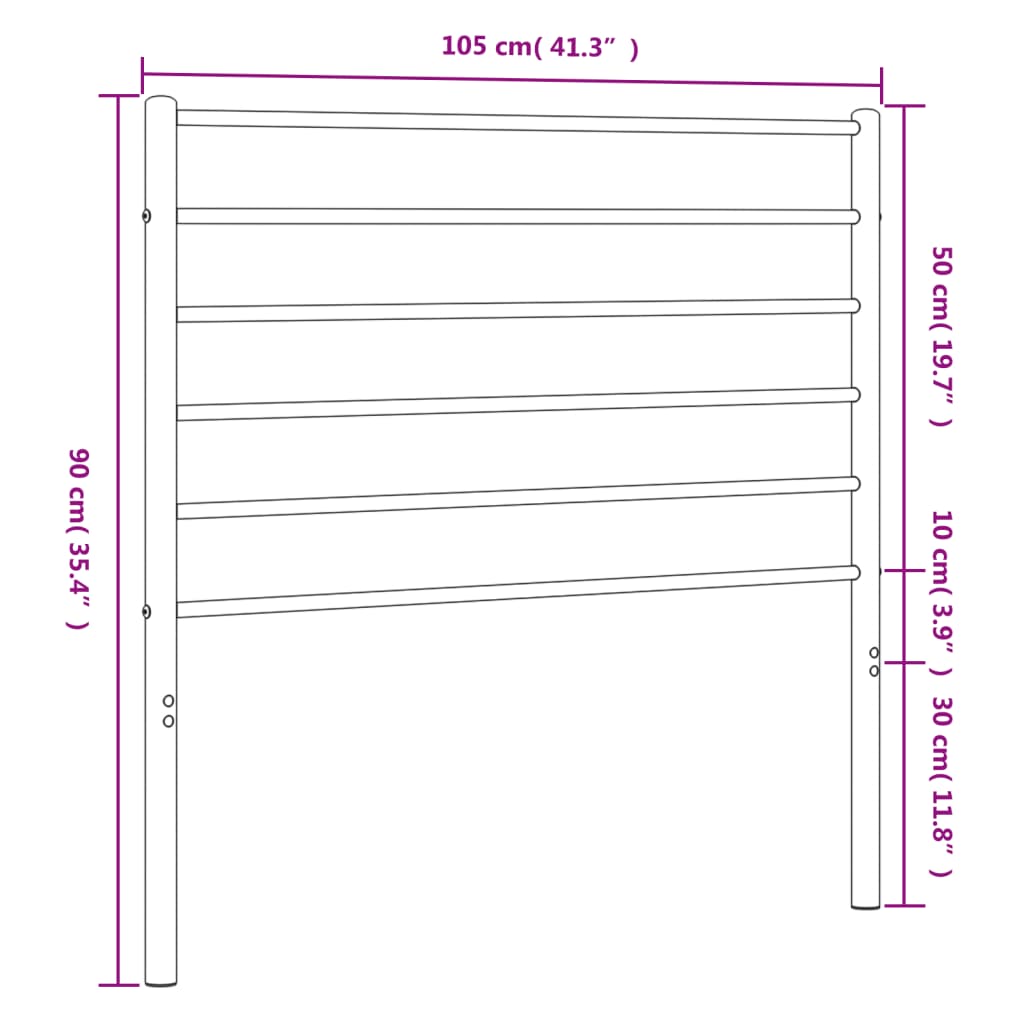Metal Headboard Black 100 cm
