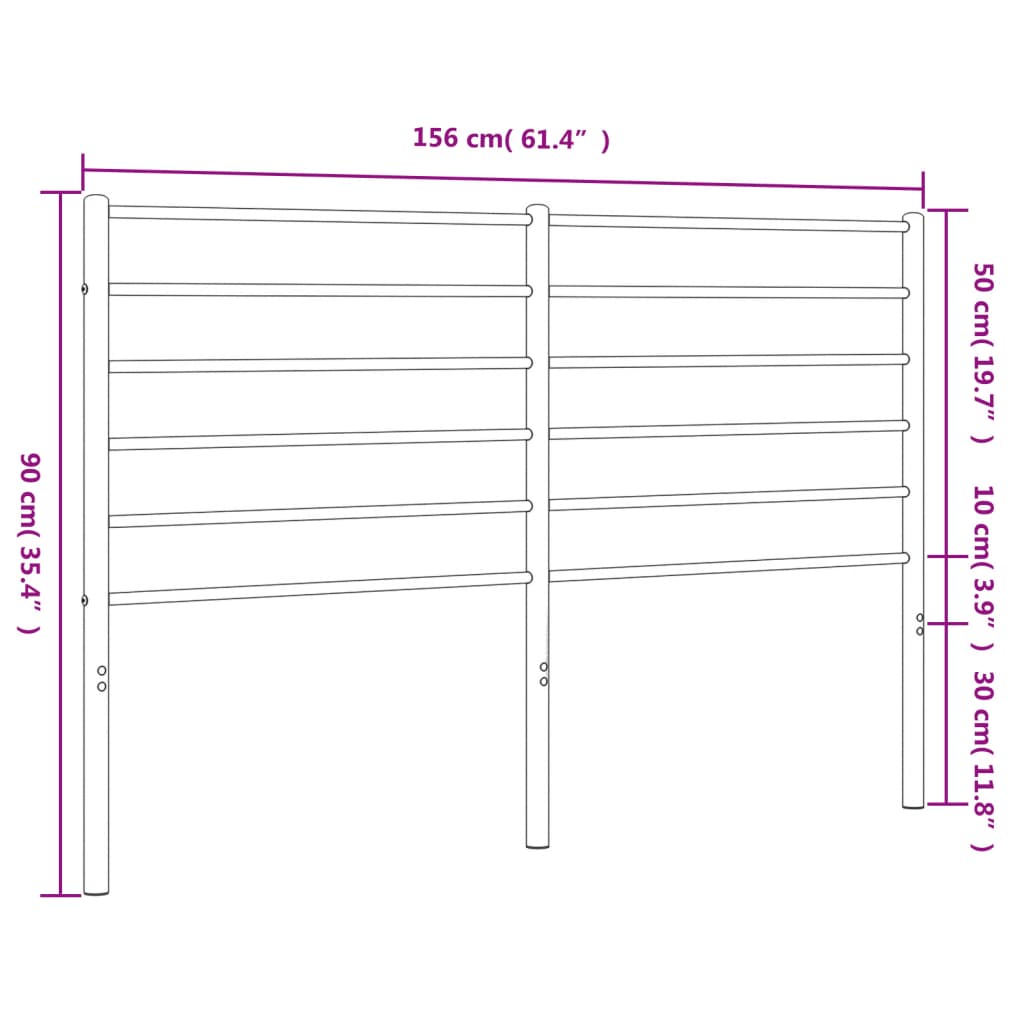 Metal Headboard Black 150 cm