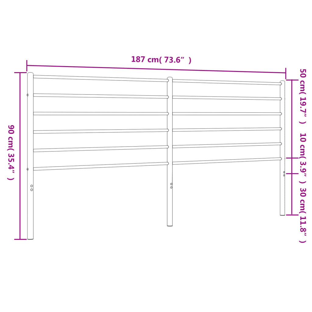 Metal Headboard Black 180 cm