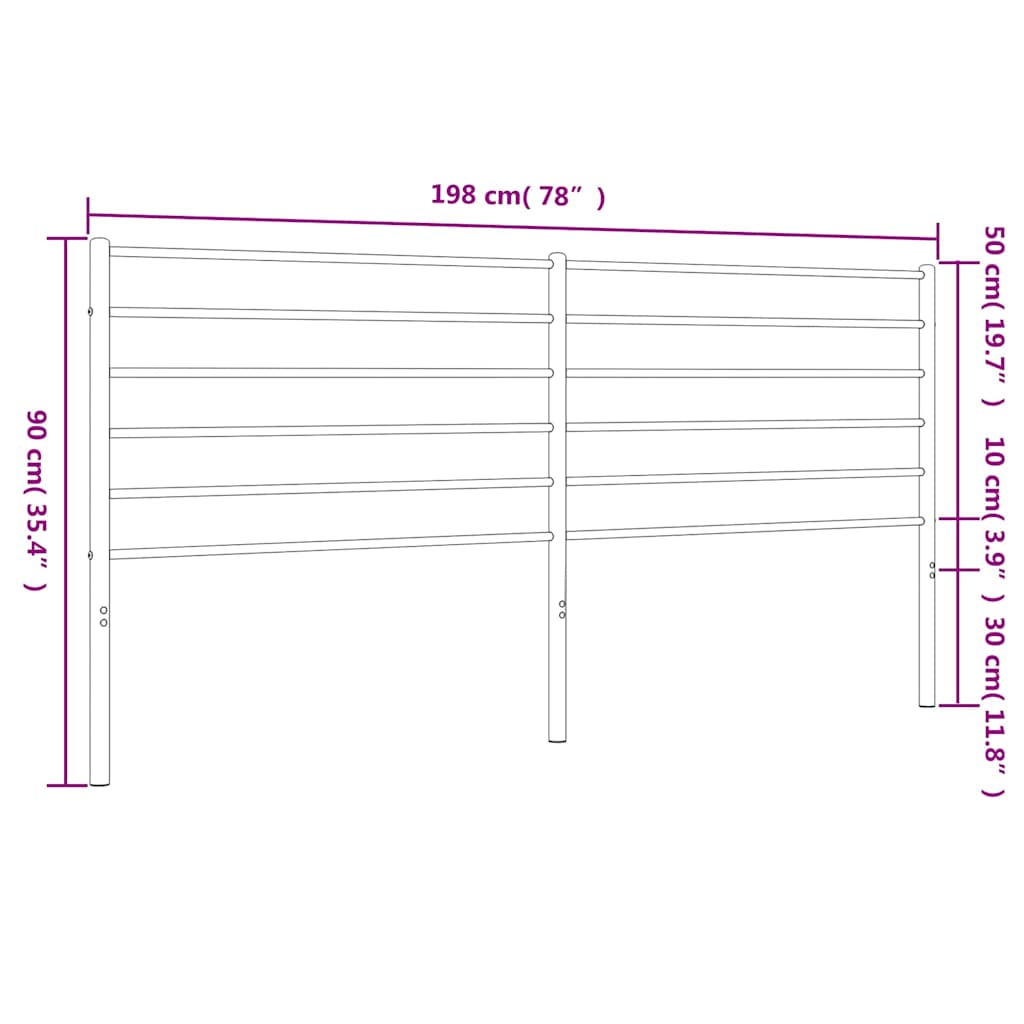 Metal Headboard Black 193 cm