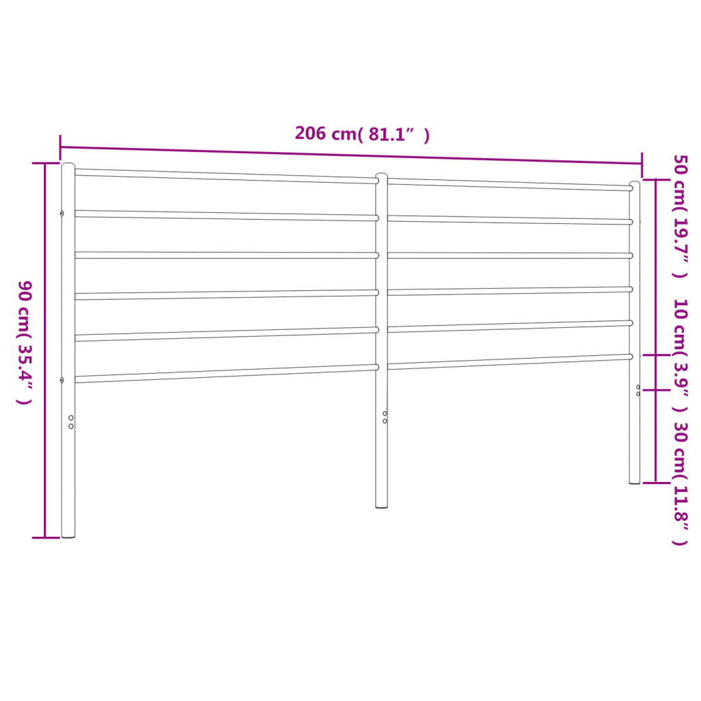 Metal Headboard Black 200 cm