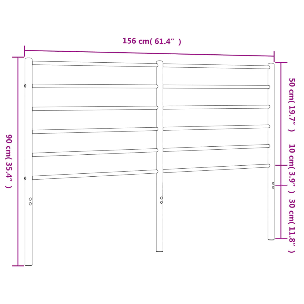 Metal Headboard White 150 cm
