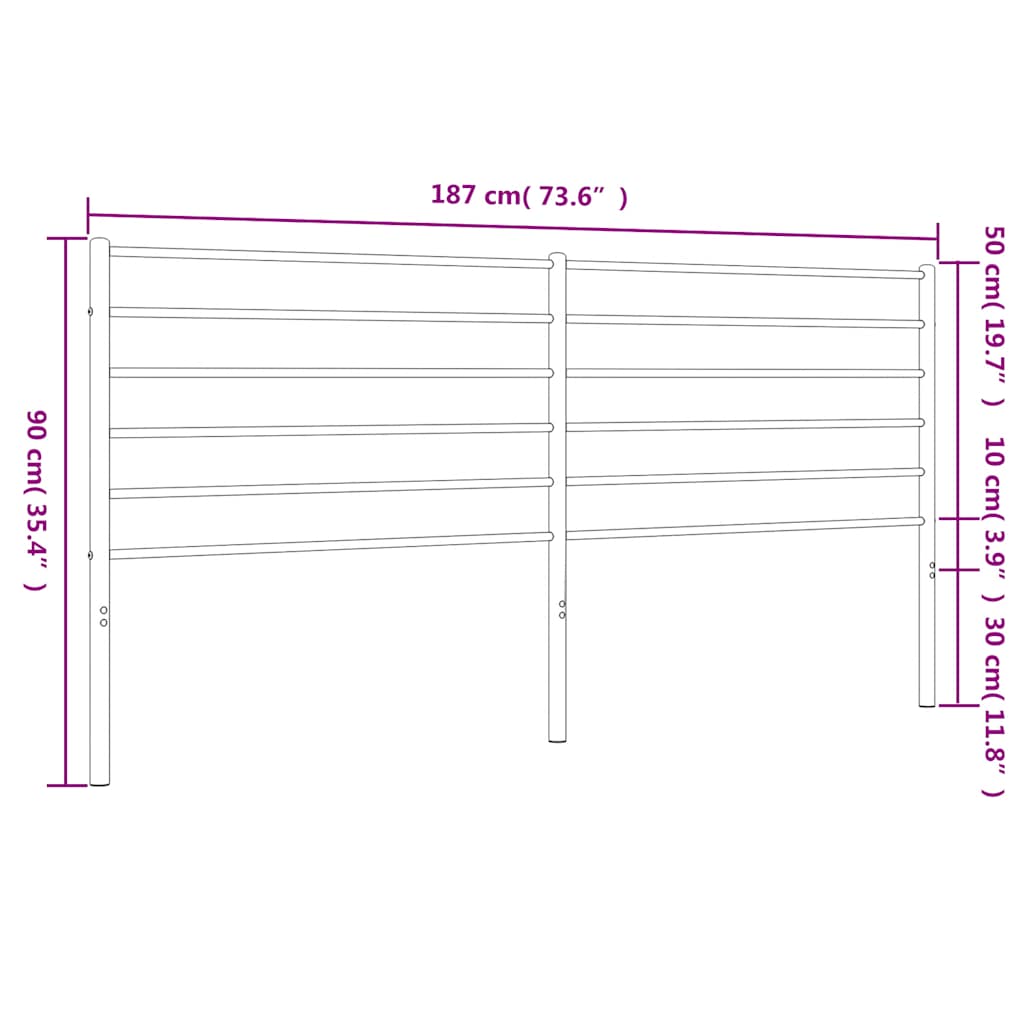 Metal Headboard White 180 cm