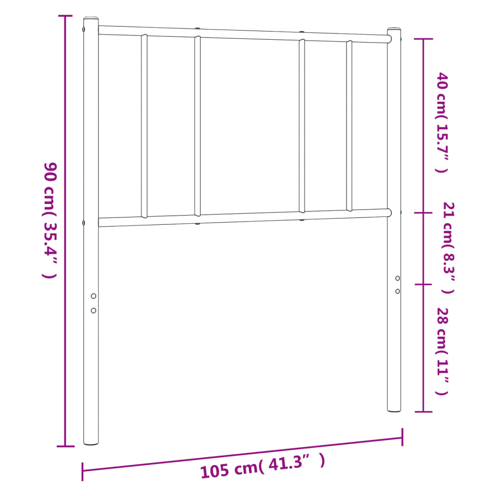 Metal Headboard Black 100 cm