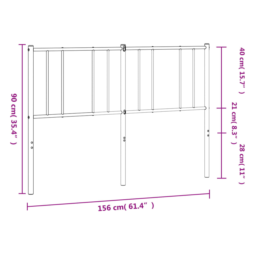 Metal Headboard Black 150 cm
