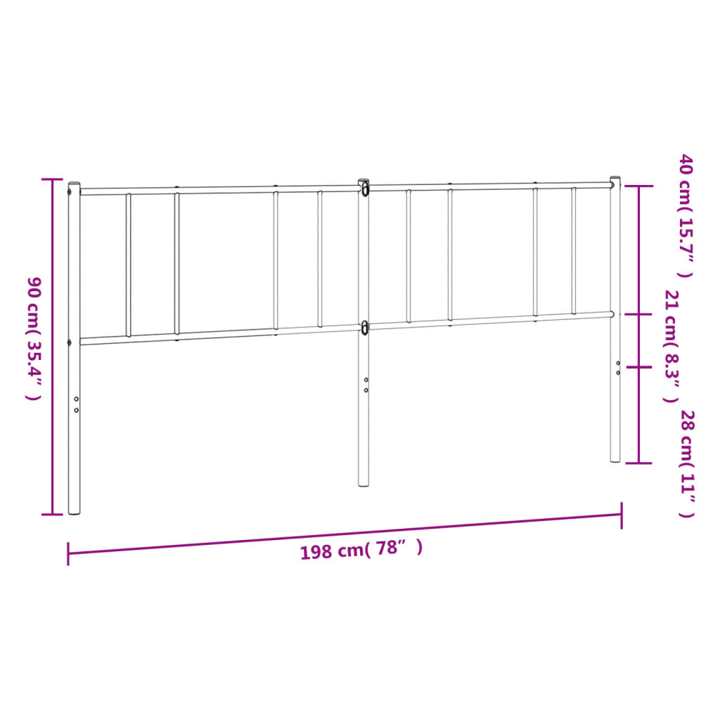 Metal Headboard Black 193 cm