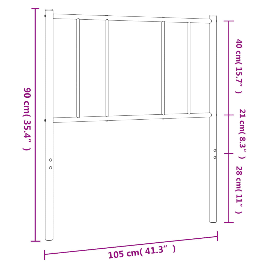 Metal Headboard White 100 cm