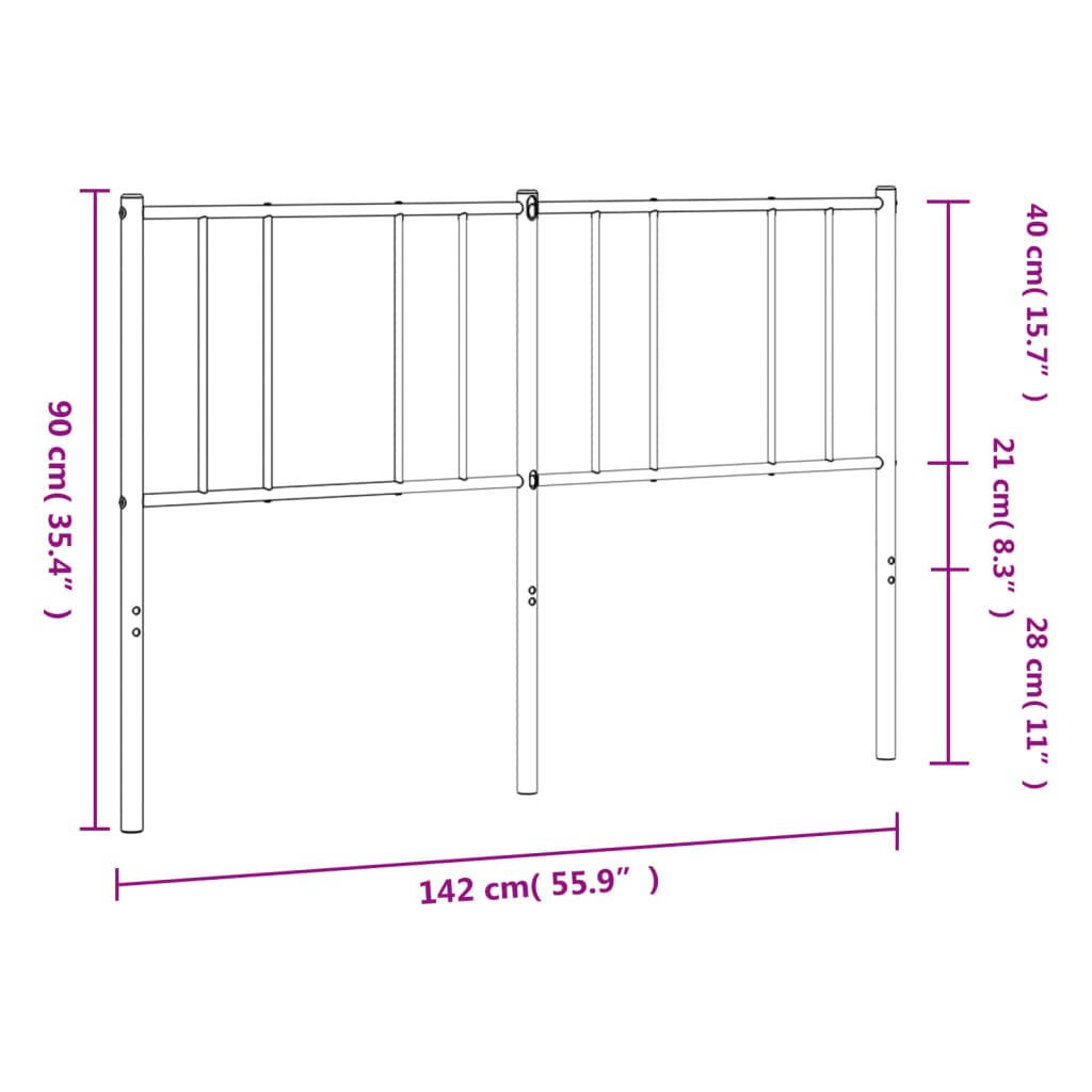 Metal Headboard White 135 cm