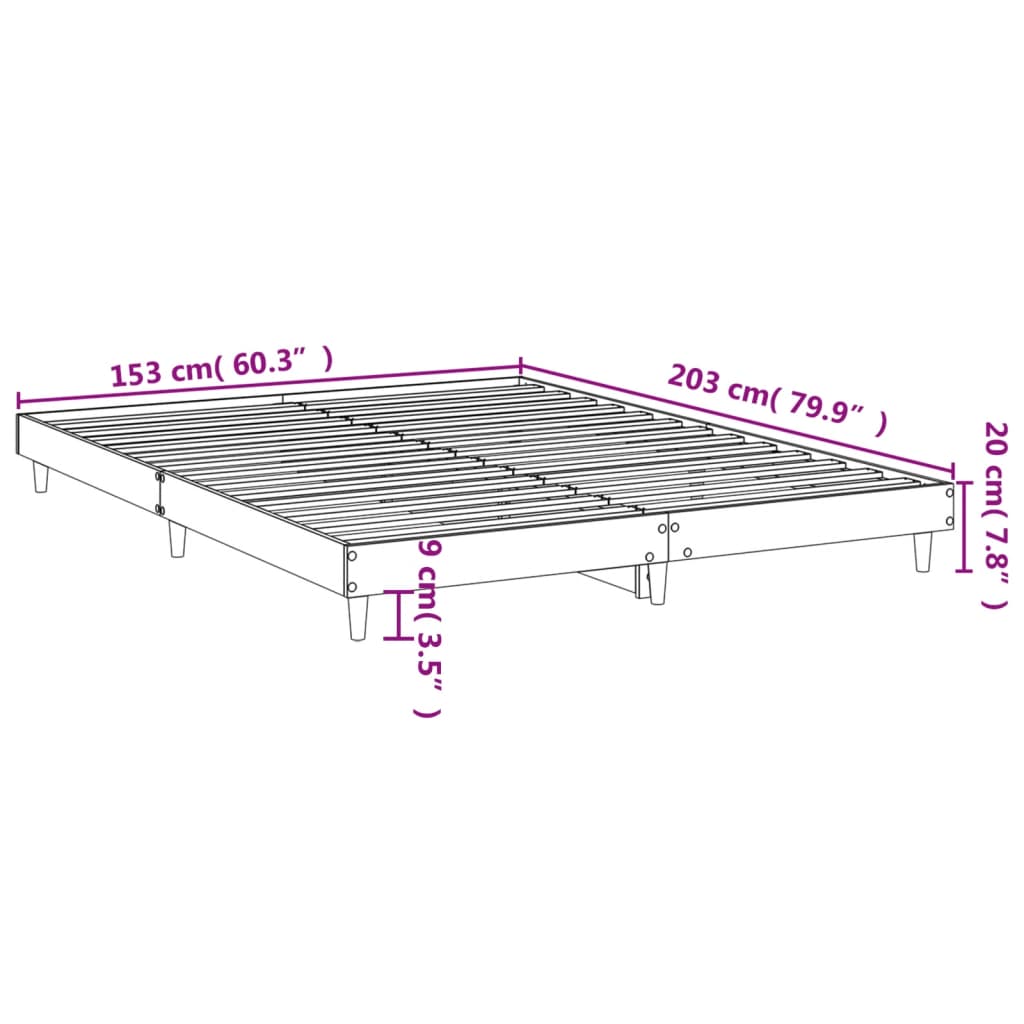 Bed Frame without Mattress Black 150x200 cm King Size Engineered Wood