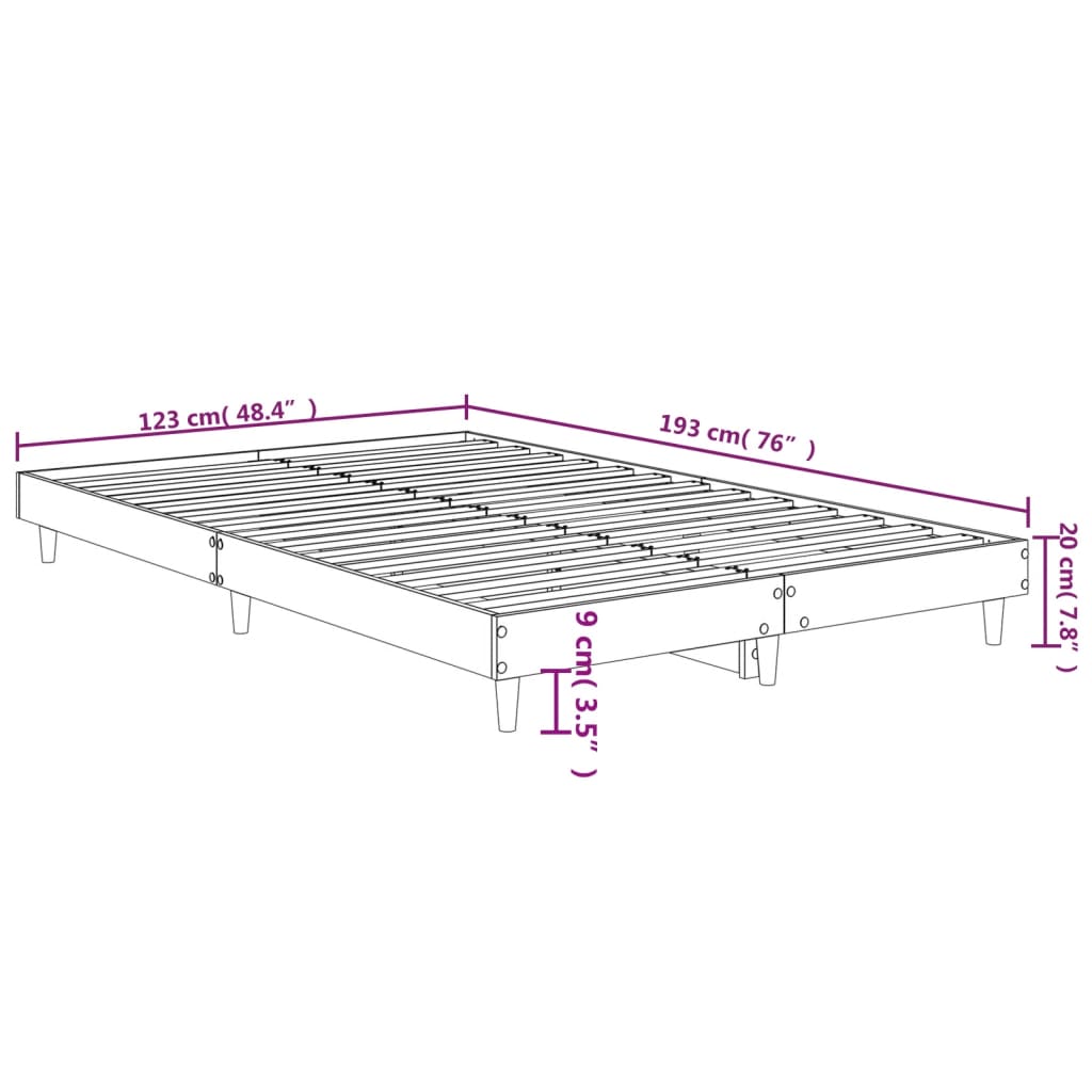 Bed Frame without Mattress Brown Oak 120x190 cm Small Double Engineered Wood