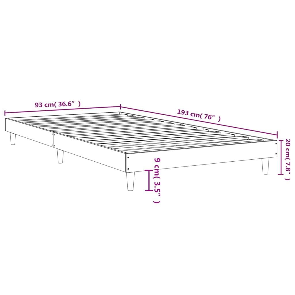 Bed Frame without Mattress White 90x190 cm Single Engineered Wood