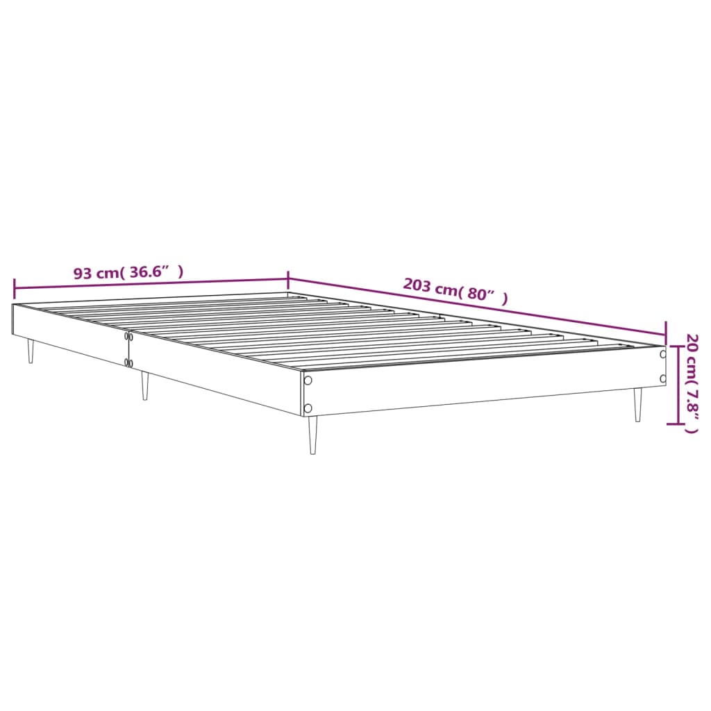 Bed Frame without Mattress Sonoma Oak 90x200 cm Engineered Wood