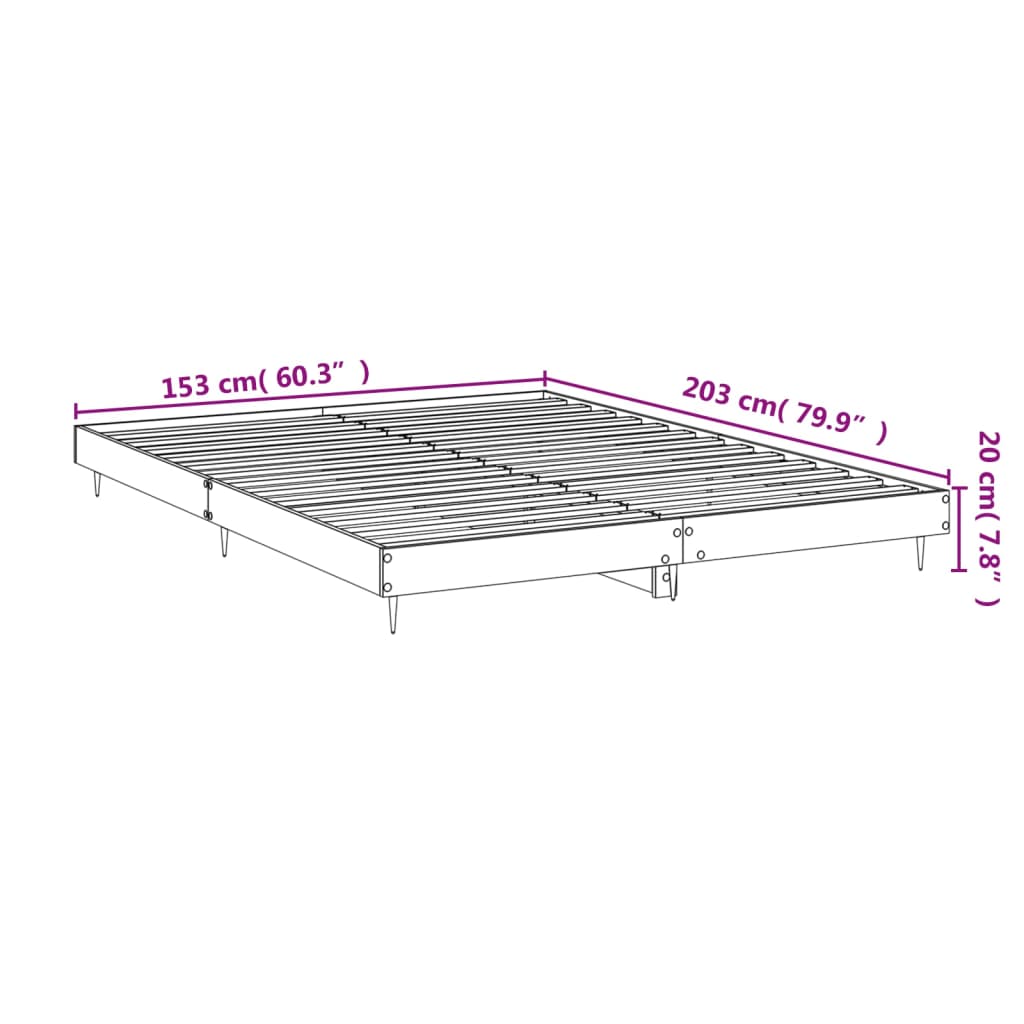 Bed Frame without Mattress Black 150x200 cm King Size Engineered Wood