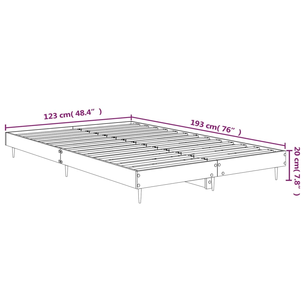 Bed Frame without Mattress Brown Oak 120x190 cm Small Double Engineered Wood