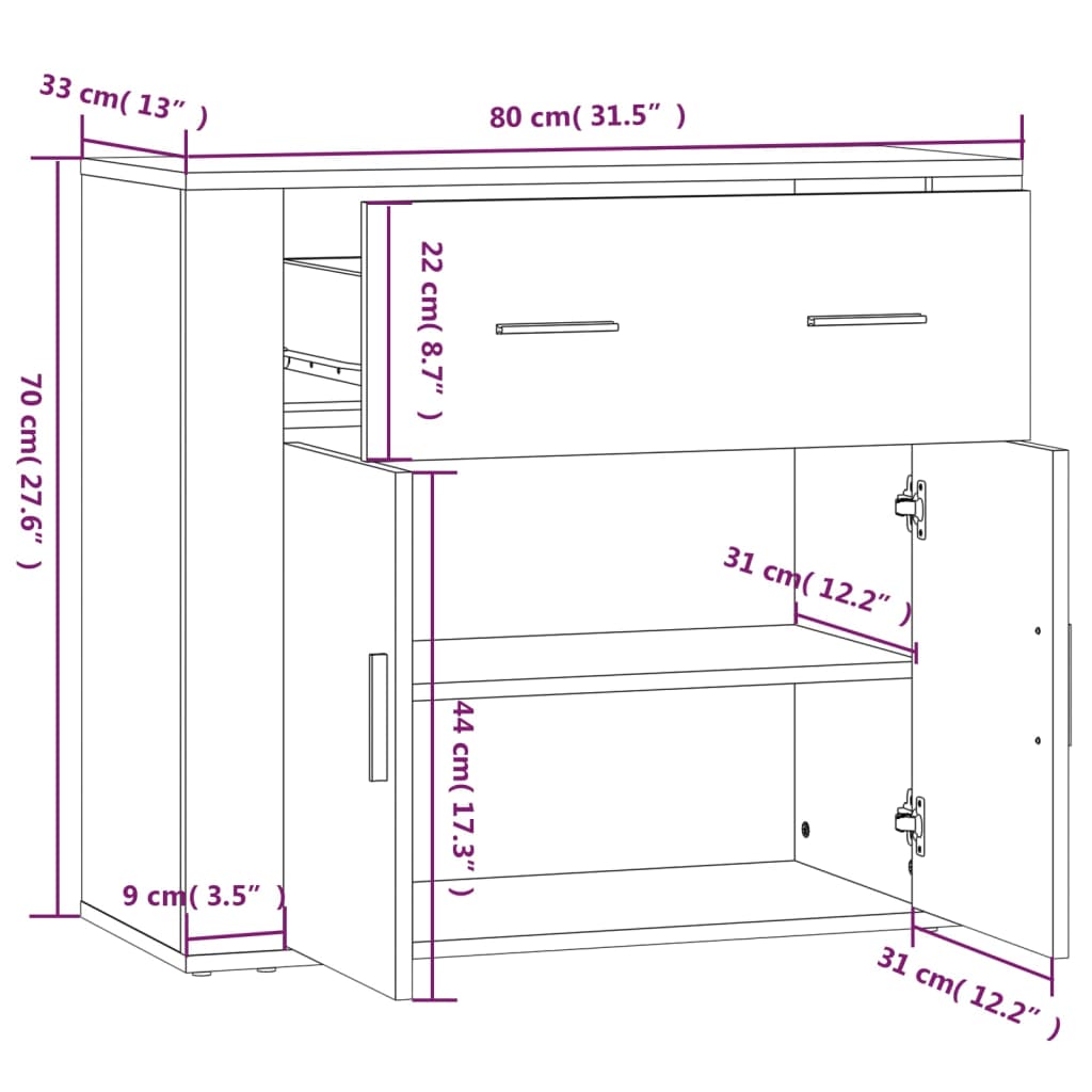 Highboard Grey Sonoma Engineered Wood