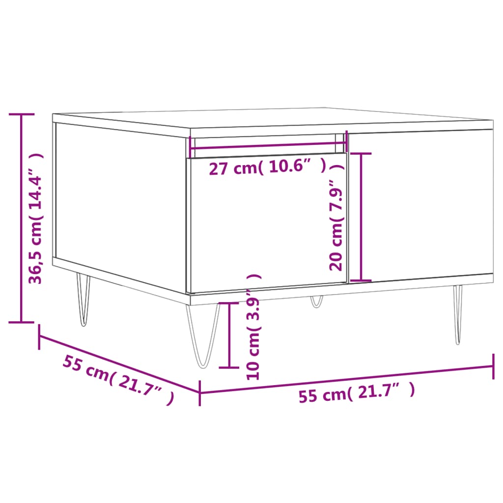 Coffee Table Sonoma Oak 55x55x36.5 cm Engineered Wood