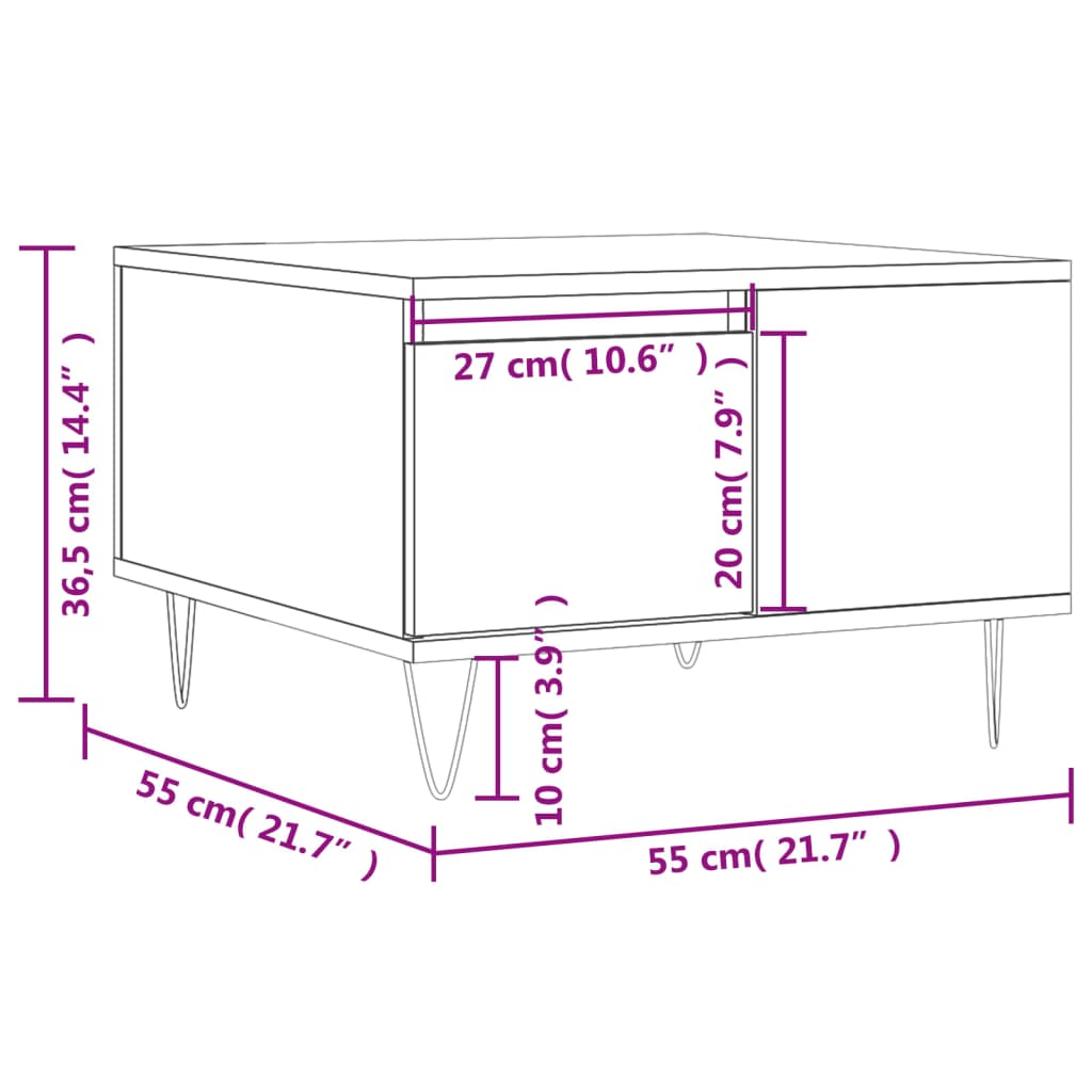 Coffee Table Grey Sonoma 55x55x36.5 cm Engineered Wood