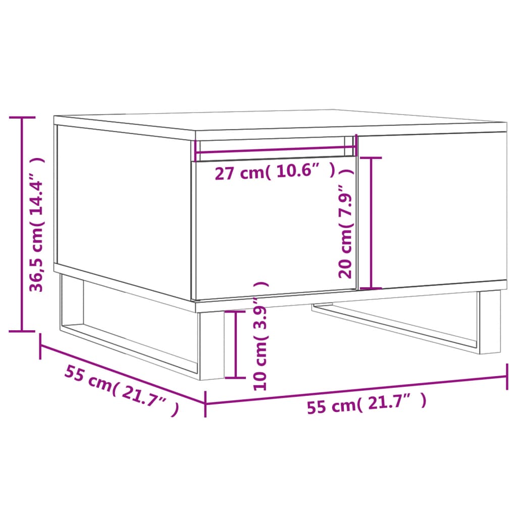 Coffee Table Concrete Grey 55x55x36.5 cm Engineered Wood