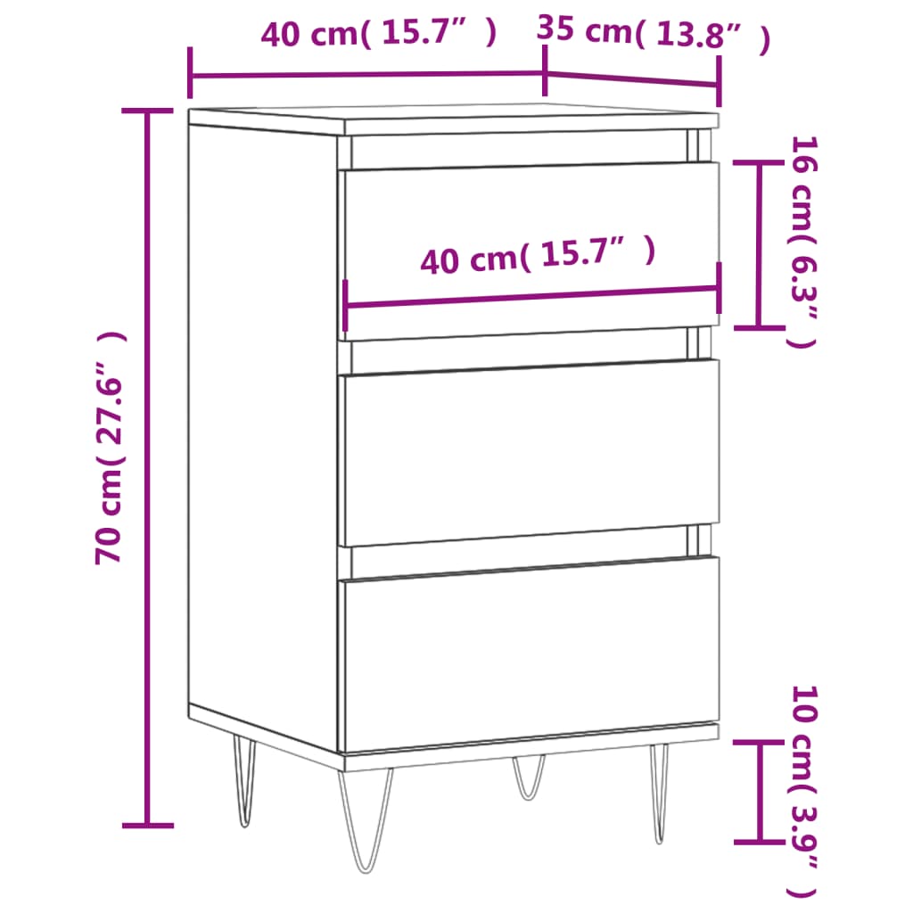 Sideboard Concrete Grey 40x35x70 cm Engineered Wood
