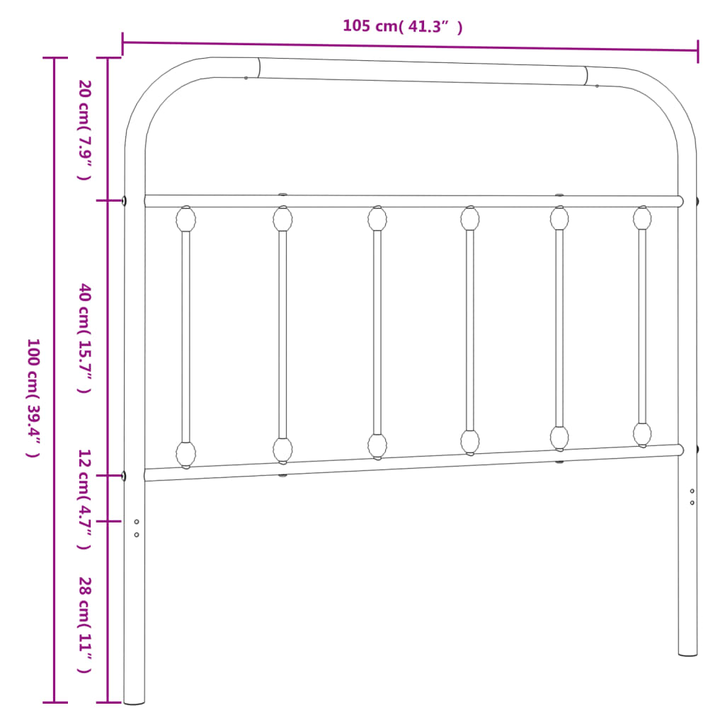 Metal Headboard Black 100 cm