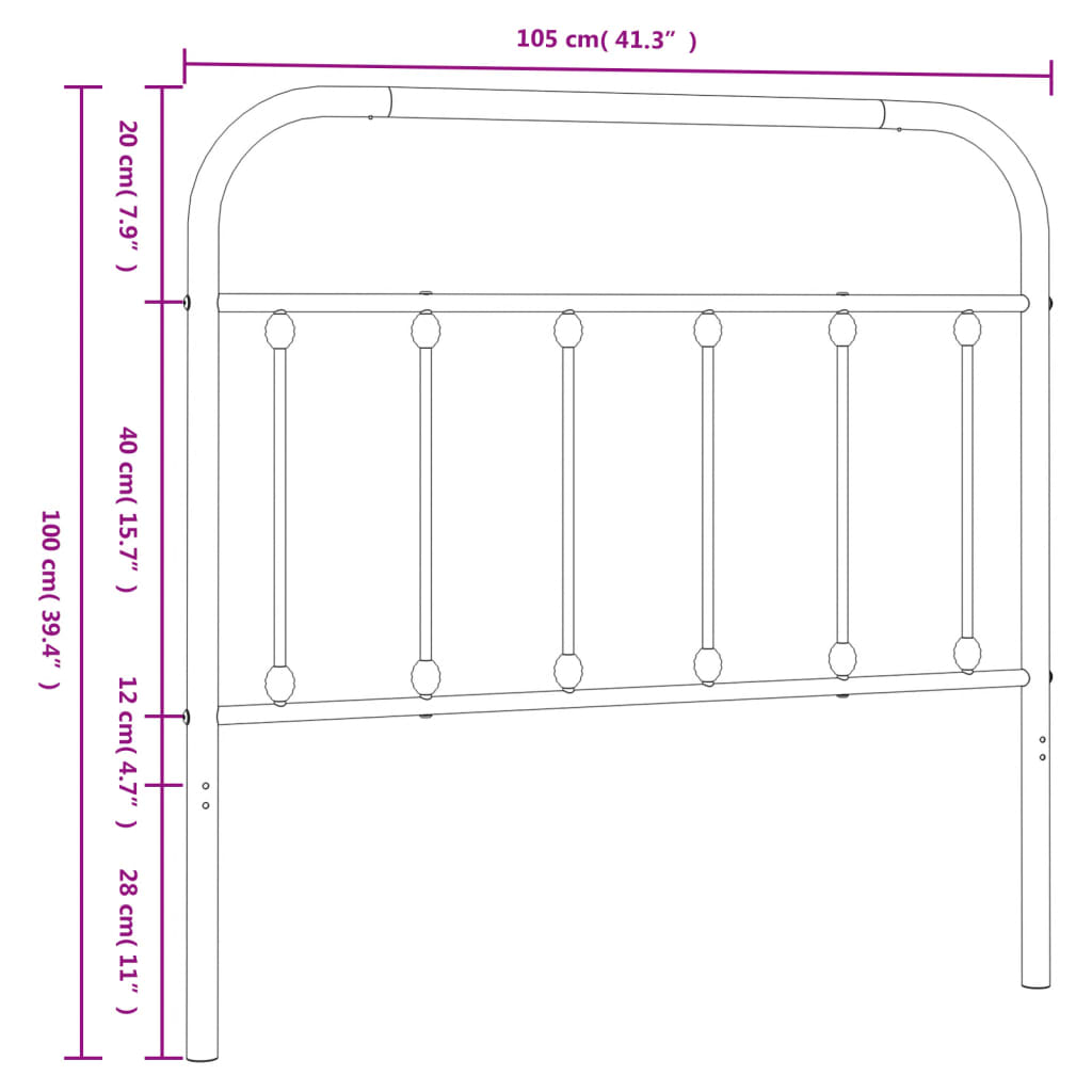 Metal Headboard White 100 cm