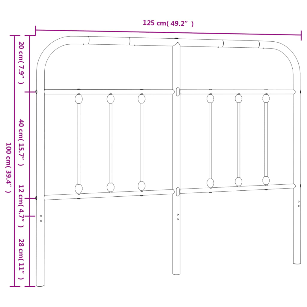 Metal Headboard White 120 cm