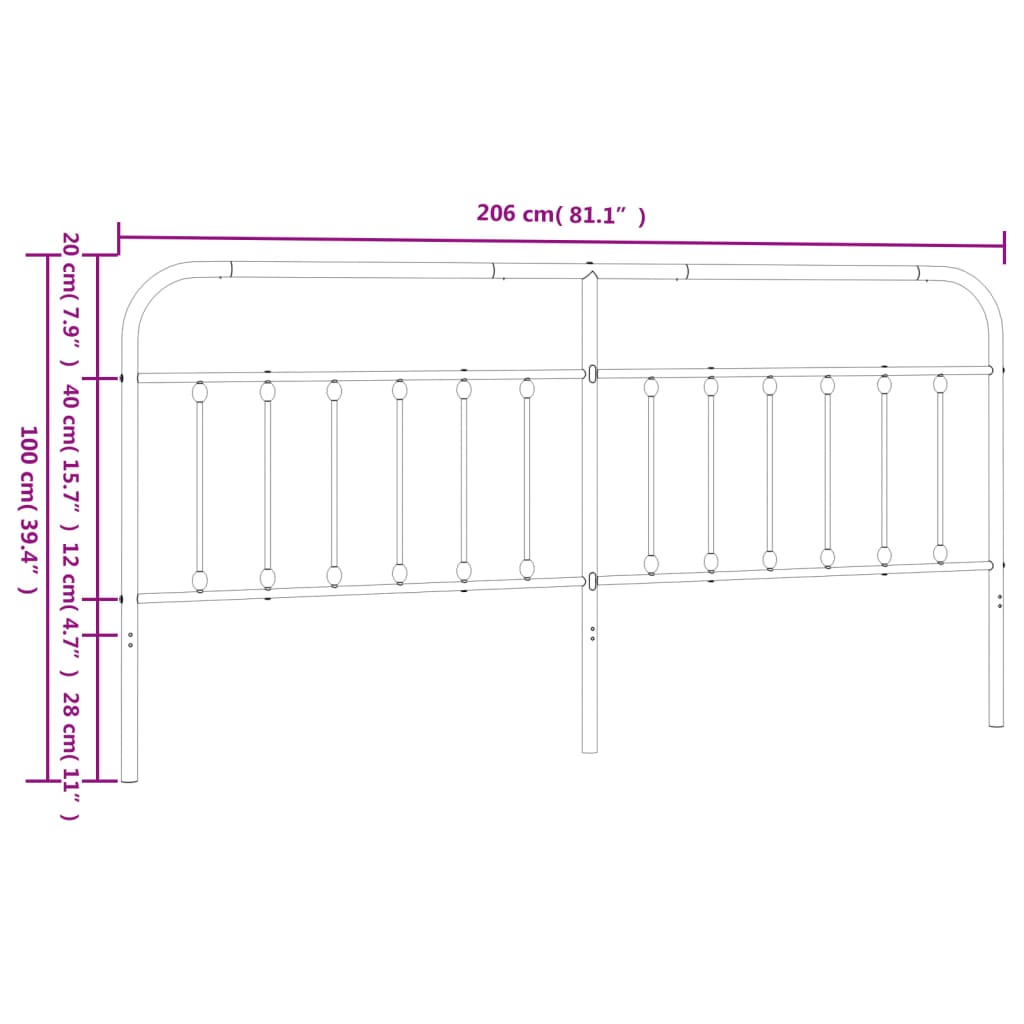 Metal Headboard White 200 cm