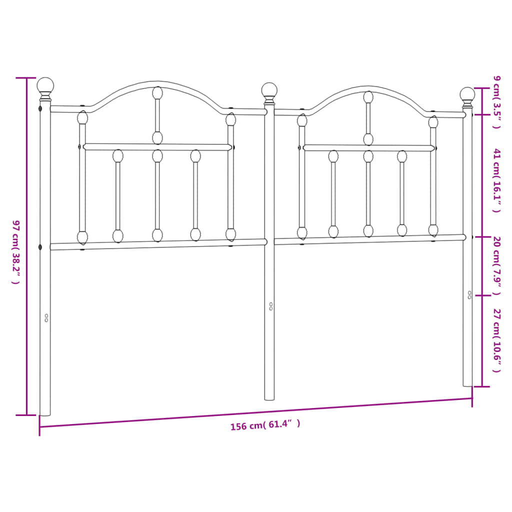 Metal Headboard White 150 cm