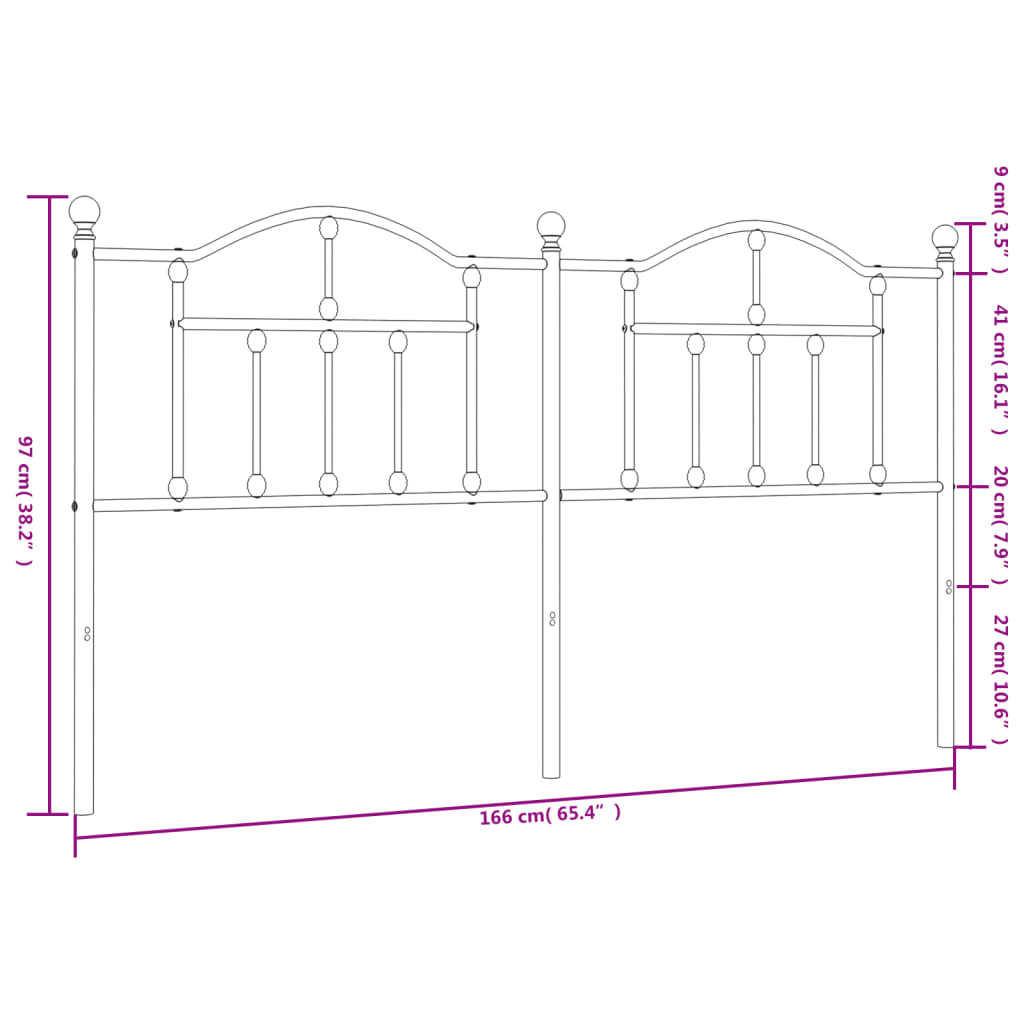 Metal Headboard White 160 cm
