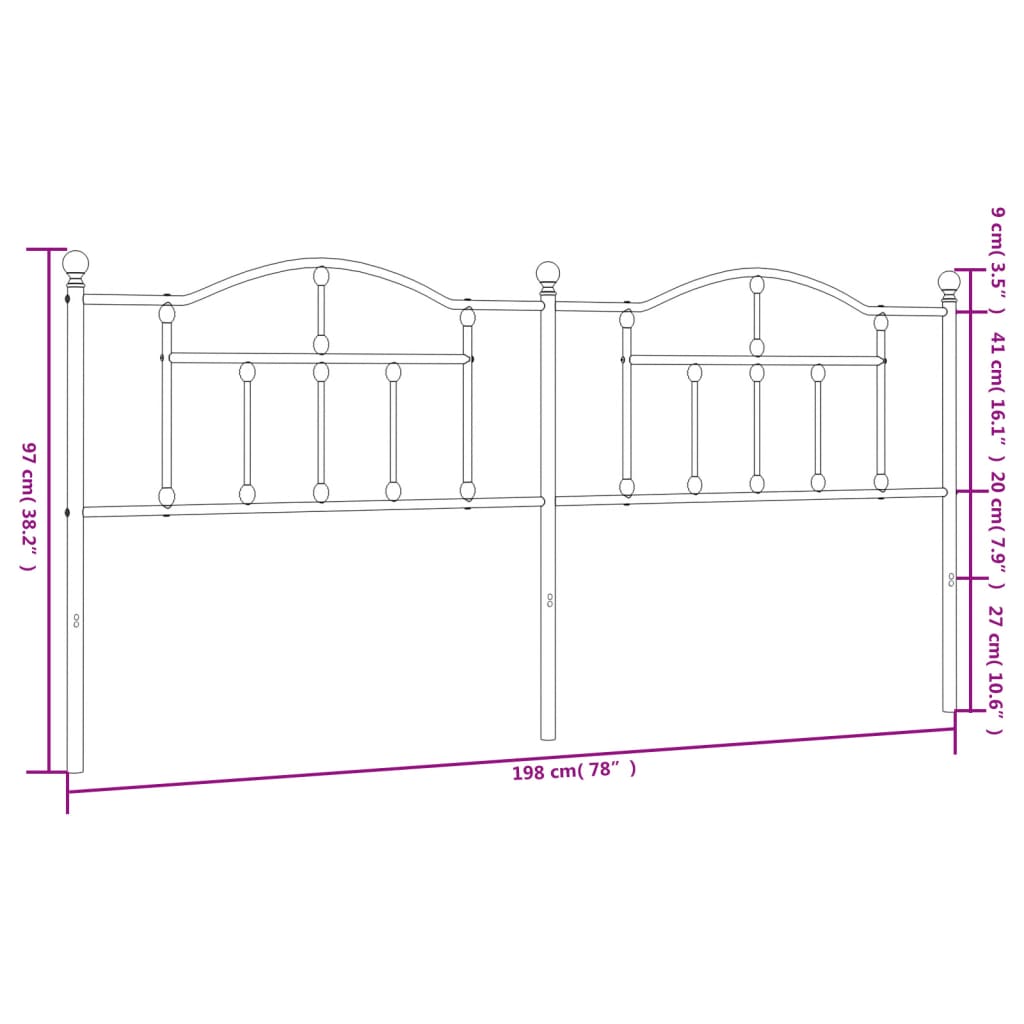 Metal Headboard White 193 cm