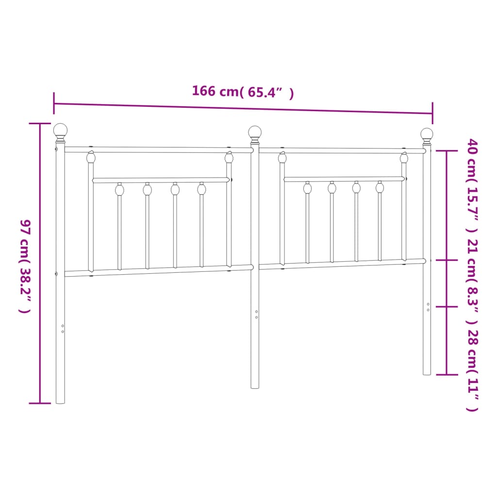 Metal Headboard Black 160 cm