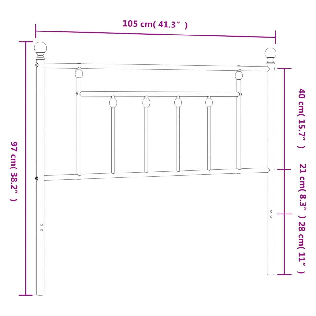Metal Headboard White 100 cm
