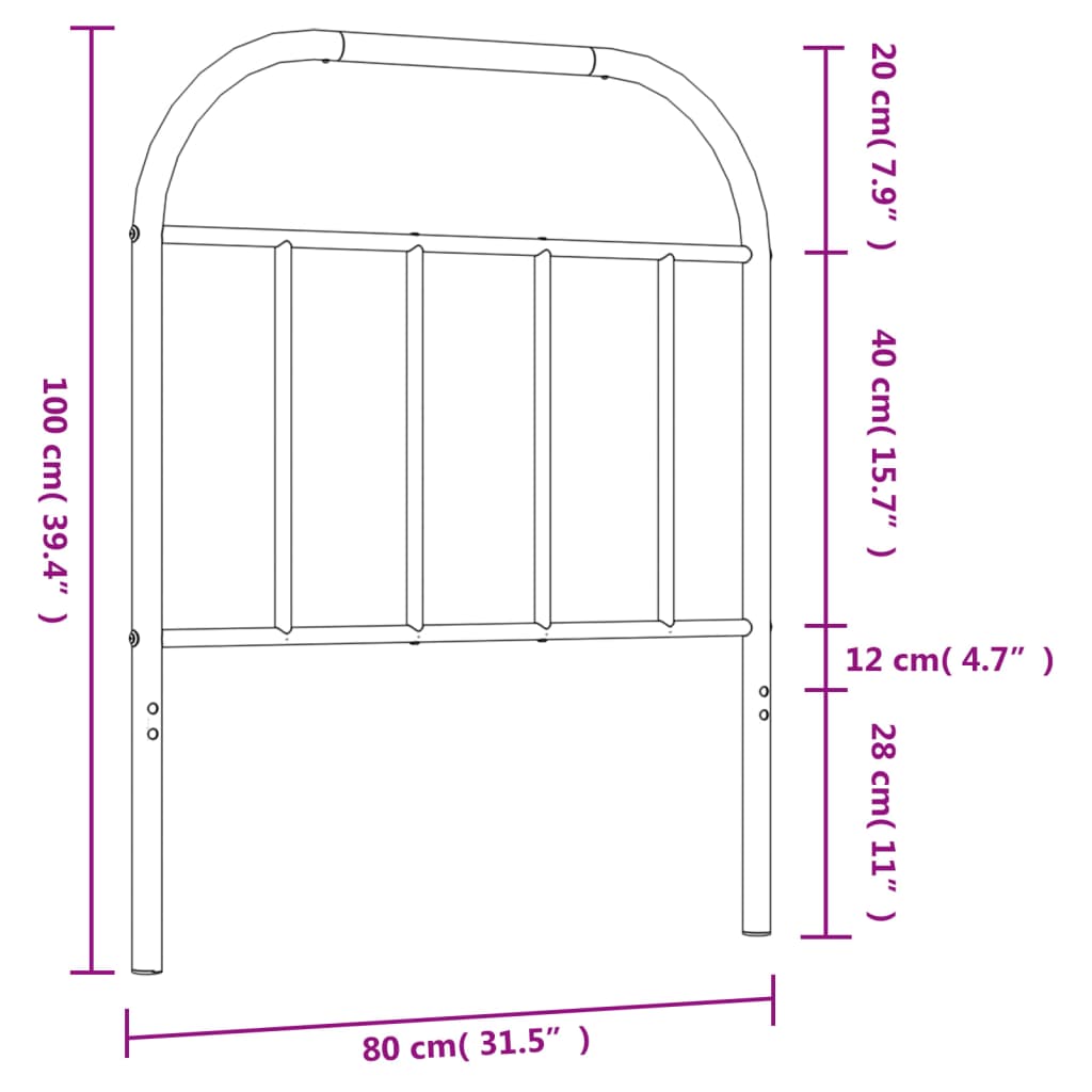 Metal Headboard White 75 cm