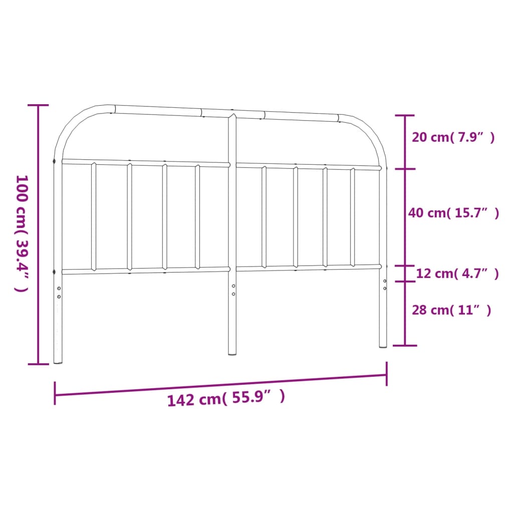 Metal Headboard White 135 cm