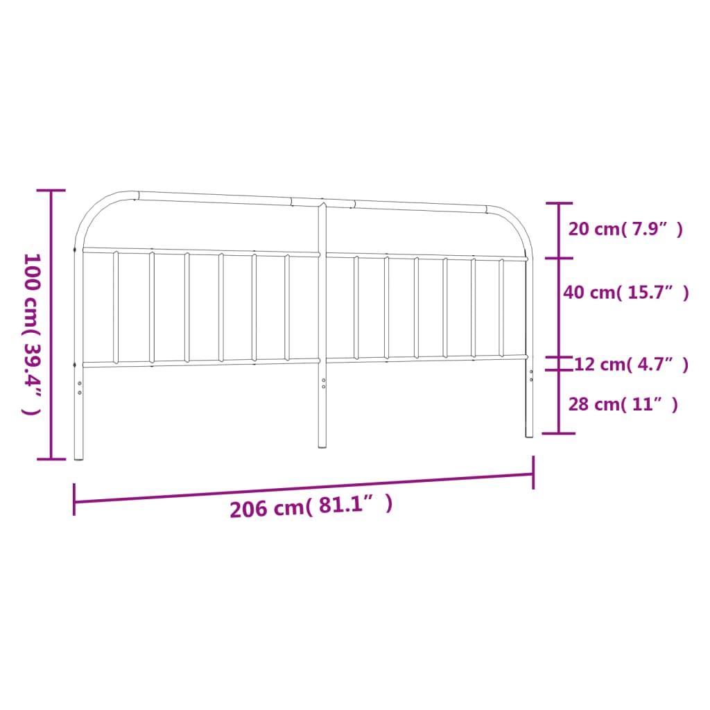Metal Headboard White 200 cm