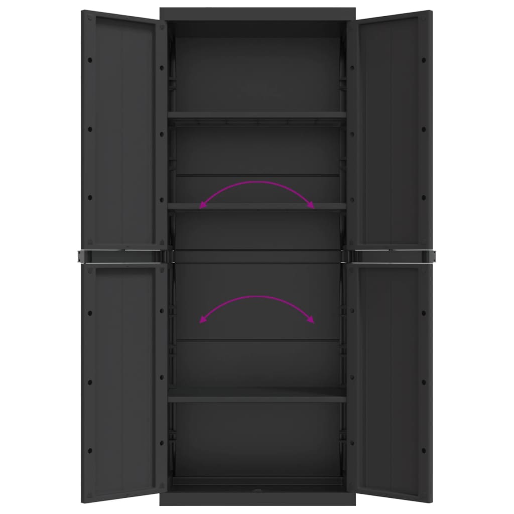 Outdoor Storage Cabinet Black 65x37x165 cm PP