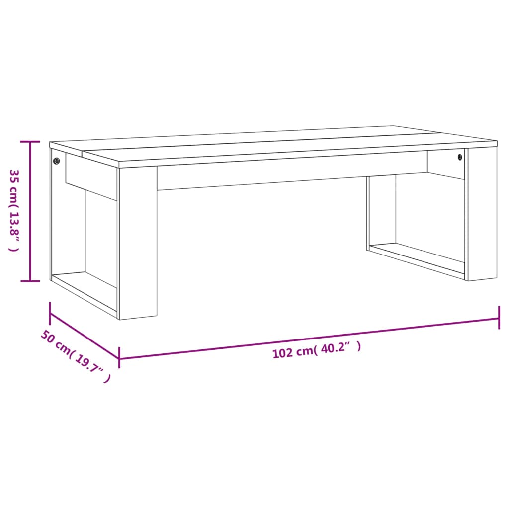 Coffee Table Smoked Oak 102x50x35 cm Engineered Wood